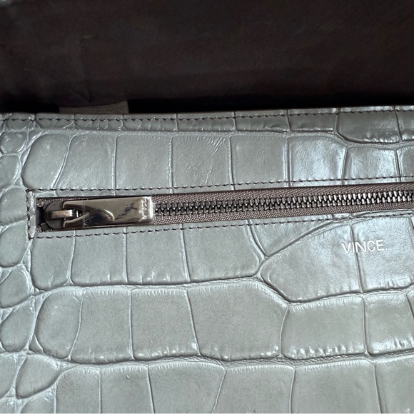 Vince large Croc embossed leather Shoulder Tote - Picture 3 of 10